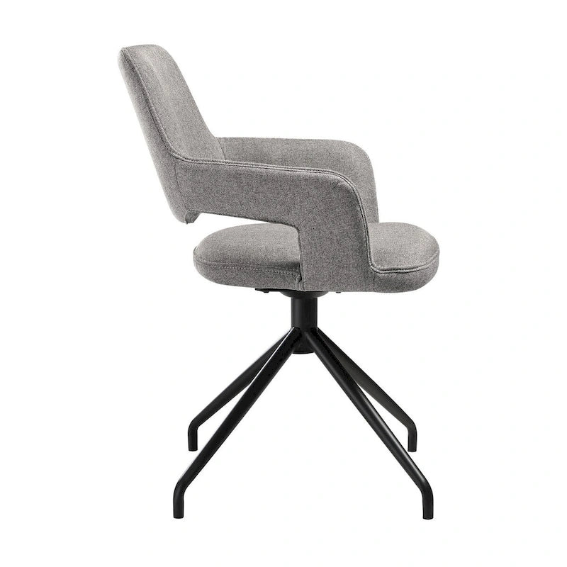 Ensemble de 2 chaises de salle à manger pivotantes Samy de 58 cm (23 pouces), dossier incurvé, rembourrées, grises et noires.-5