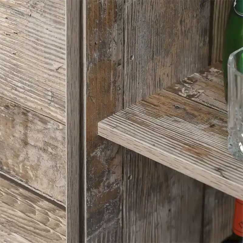 Buffet de cuisine rustique indépendant avec vaisselier et armoire de rangement.-7