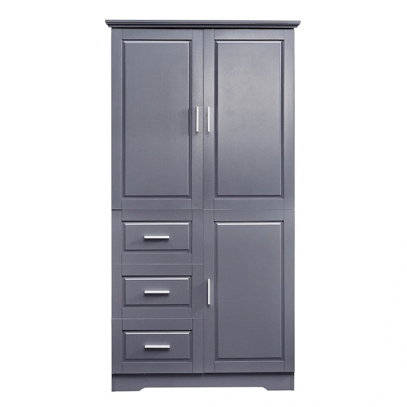 Armoire de rangement haute et large avec portes pour salle de bain, trois tiroirs-31
