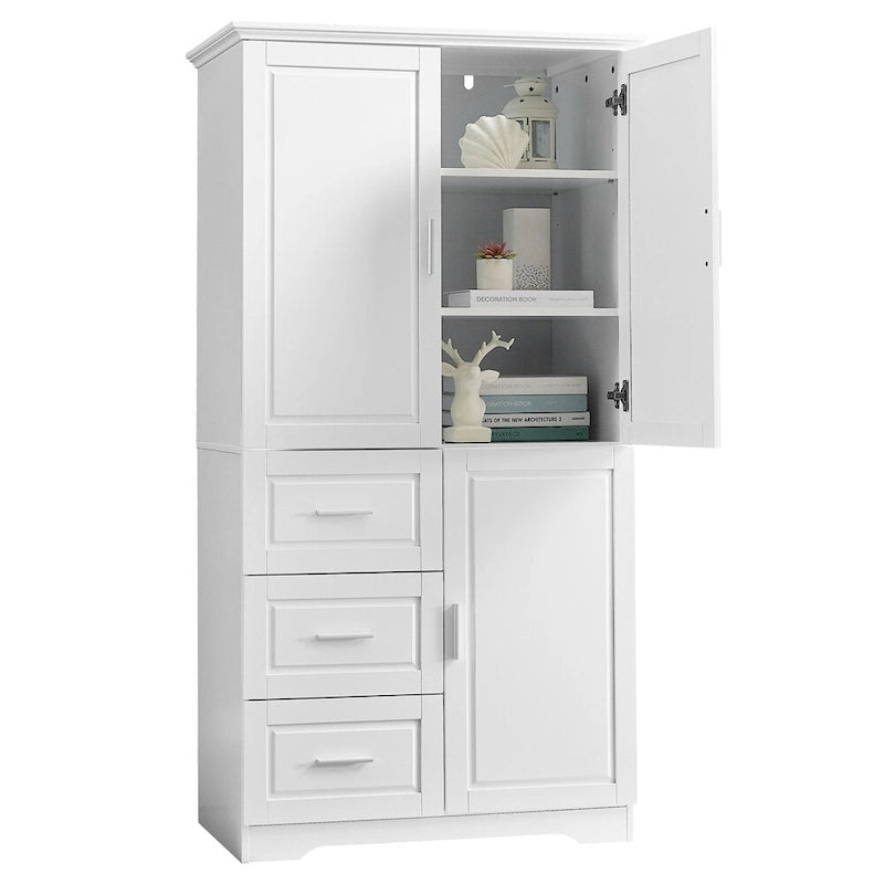 Armoire de rangement haute et large avec portes pour salle de bain, trois tiroirs-9