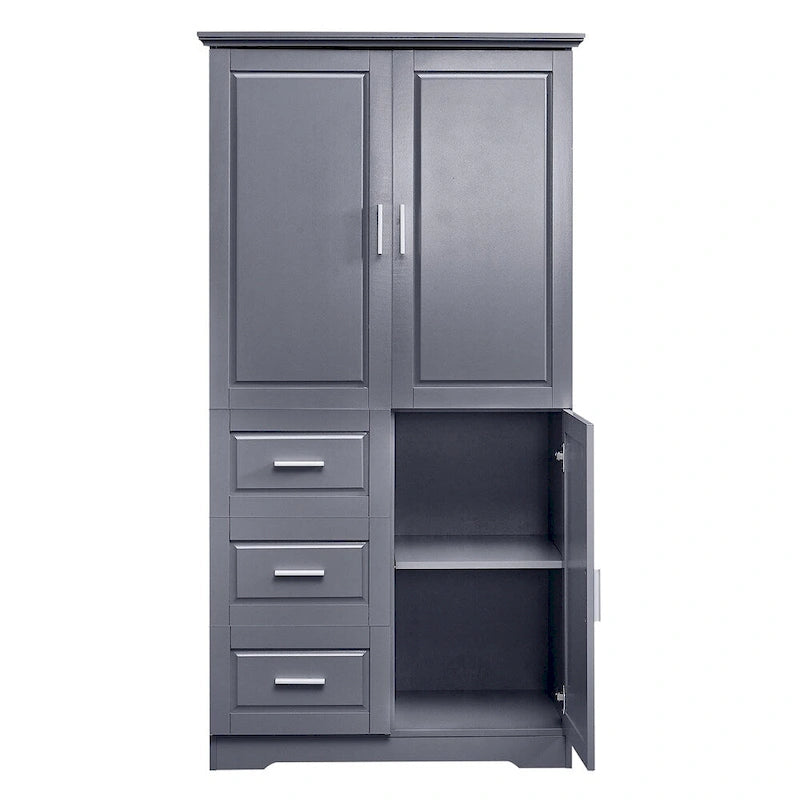 Armoire de rangement haute et large avec portes pour salle de bain, trois tiroirs-20