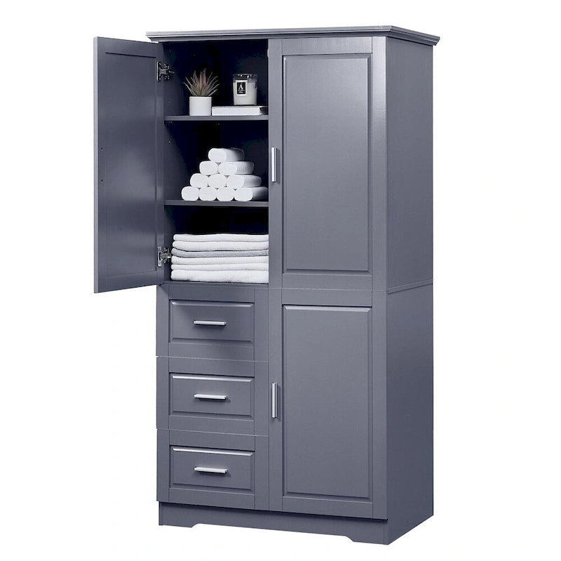 Armoire de rangement haute et large avec portes pour salle de bain, trois tiroirs-21