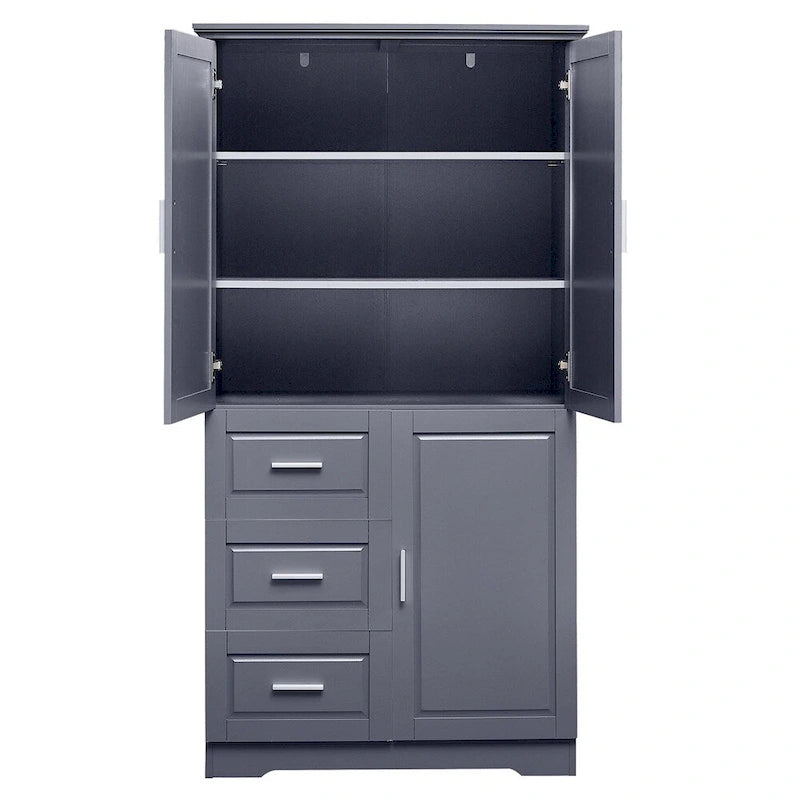 Armoire de rangement haute et large avec portes pour salle de bain, trois tiroirs-22