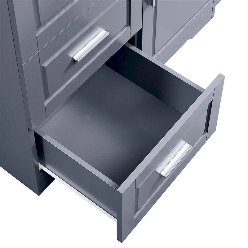 Armoire de rangement haute et large avec portes pour salle de bain, trois tiroirs-23