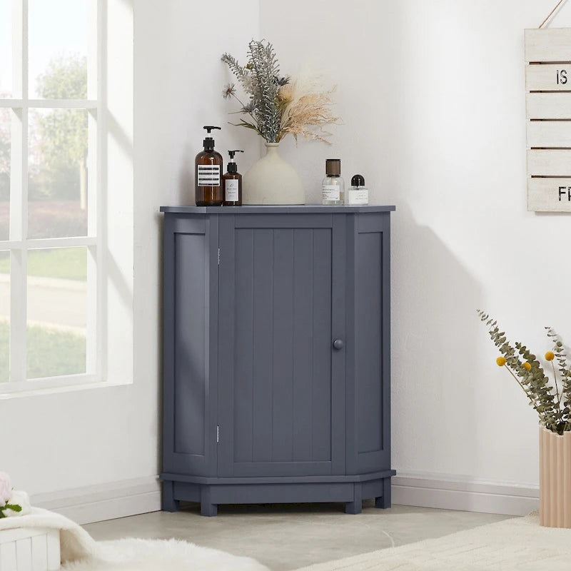 Meuble de salle de bain moderne d'angle triangulaire avec étagère réglable, panneau MDF-37