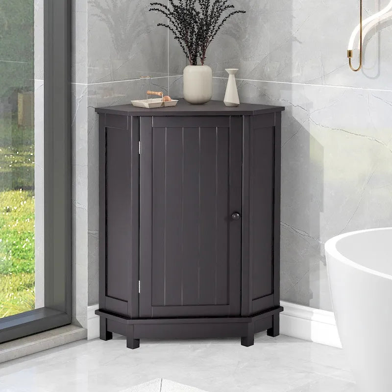 Meuble de salle de bain moderne d'angle triangulaire avec étagère réglable, panneau MDF-38