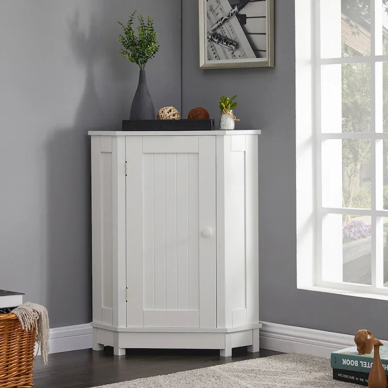 Meuble de salle de bain moderne d'angle triangulaire avec étagère réglable, panneau MDF-2