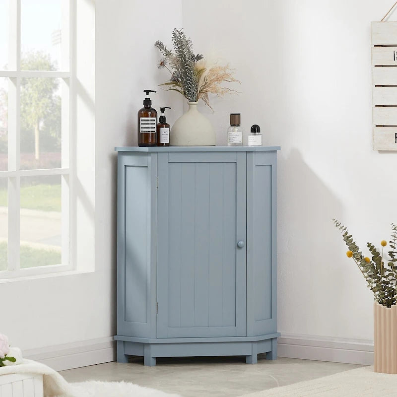 Meuble de salle de bain moderne d'angle triangulaire avec étagère réglable, panneau MDF-4