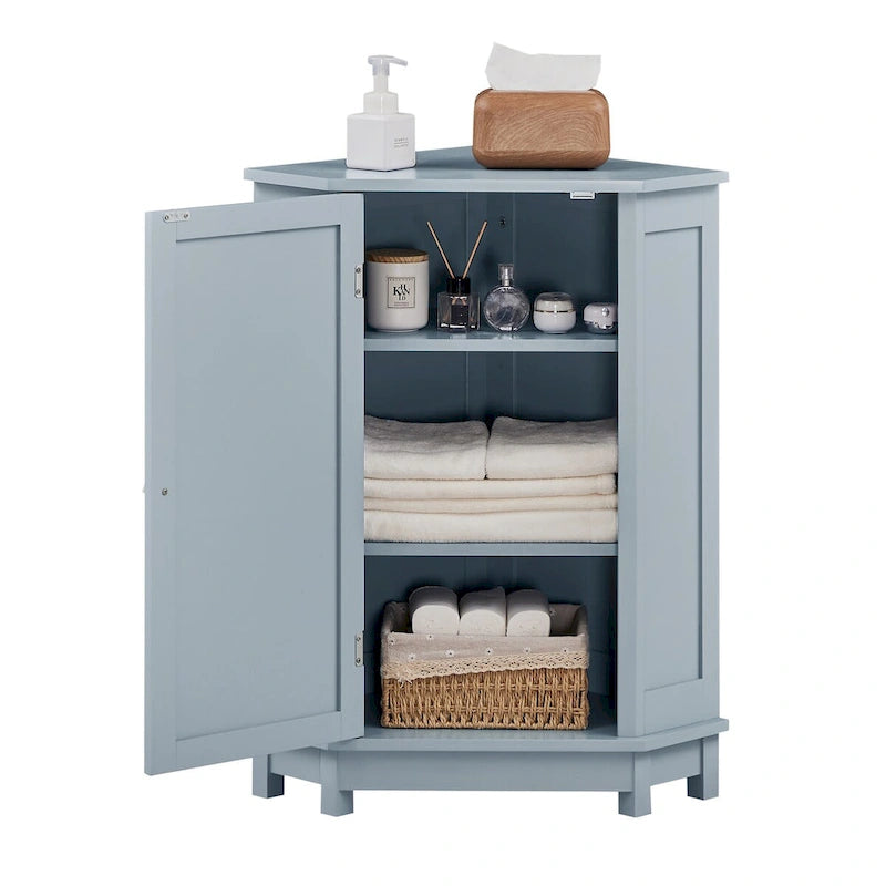 Meuble de salle de bain moderne d'angle triangulaire avec étagère réglable, panneau MDF-11