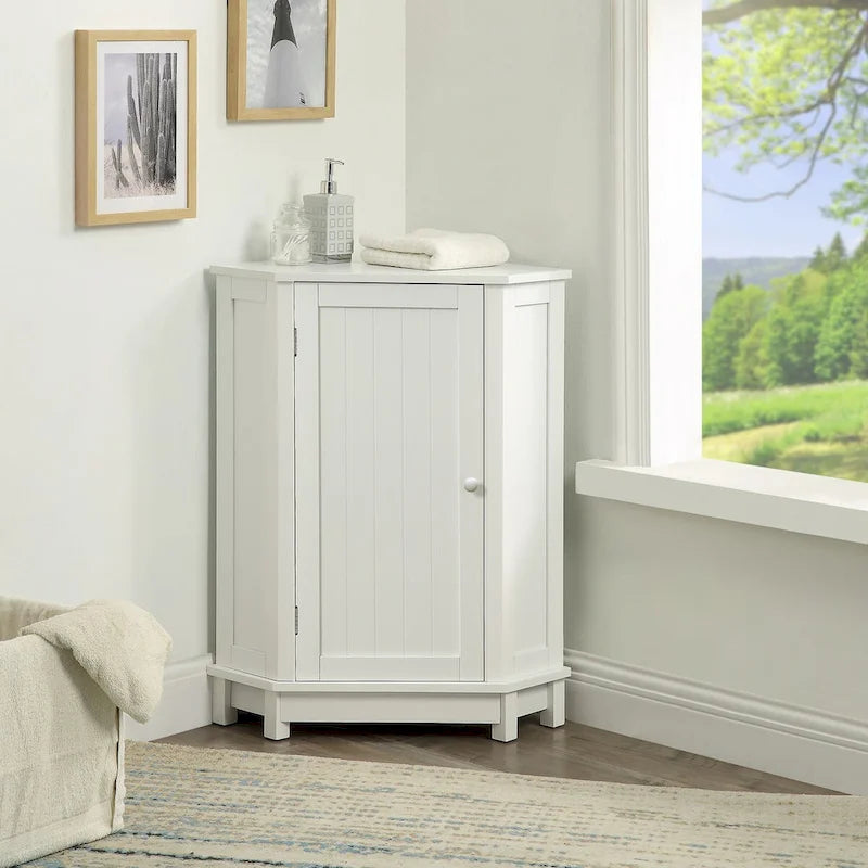 Meuble de salle de bain moderne d'angle triangulaire avec étagère réglable, panneau MDF-13
