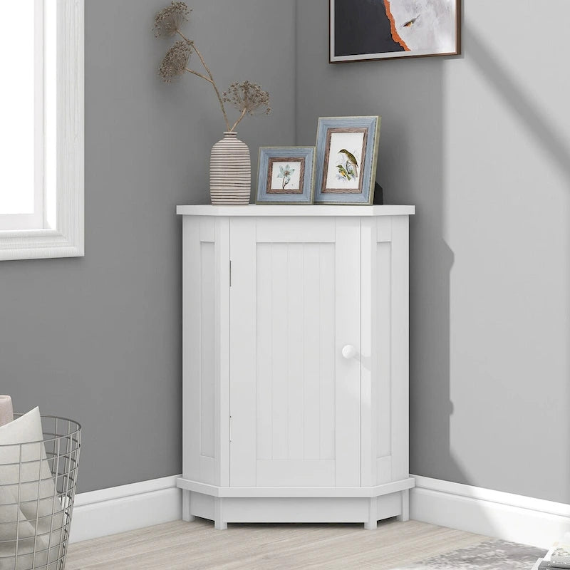 Meuble de salle de bain moderne d'angle triangulaire avec étagère réglable, panneau MDF-14