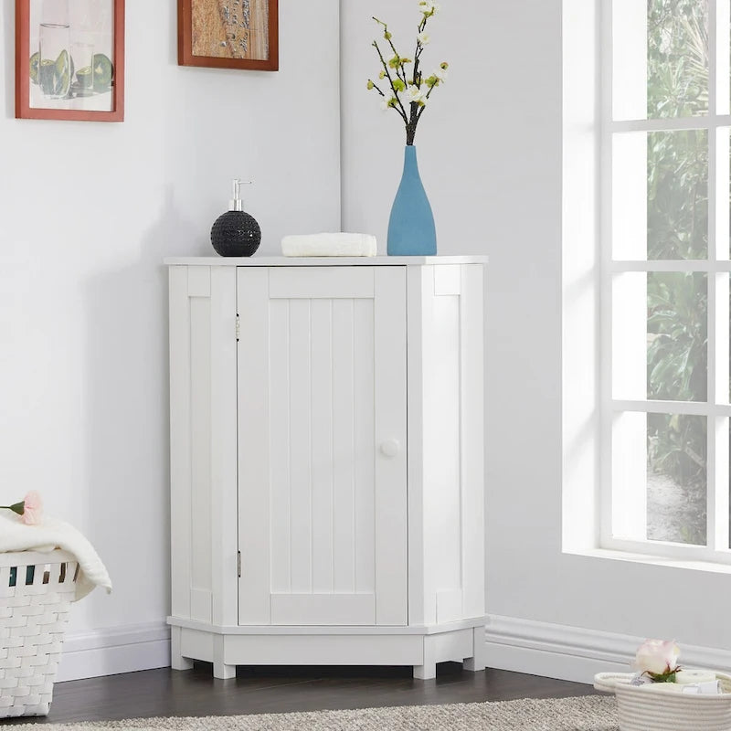 Meuble de salle de bain moderne d'angle triangulaire avec étagère réglable, panneau MDF-15