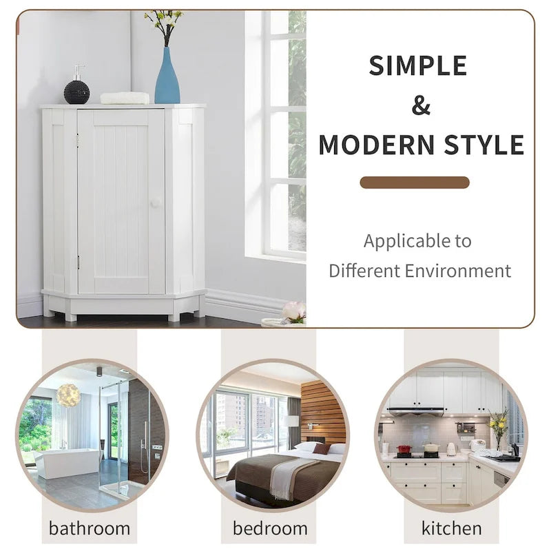 Meuble de salle de bain moderne d'angle triangulaire avec étagère réglable, panneau MDF-18