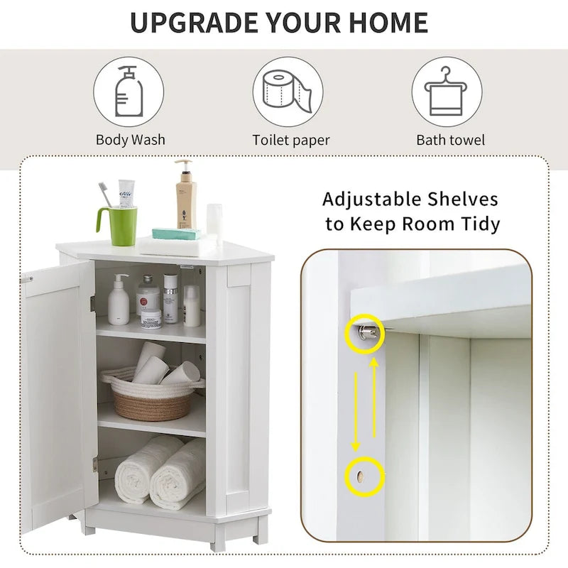 Meuble de salle de bain moderne d'angle triangulaire avec étagère réglable, panneau MDF-19