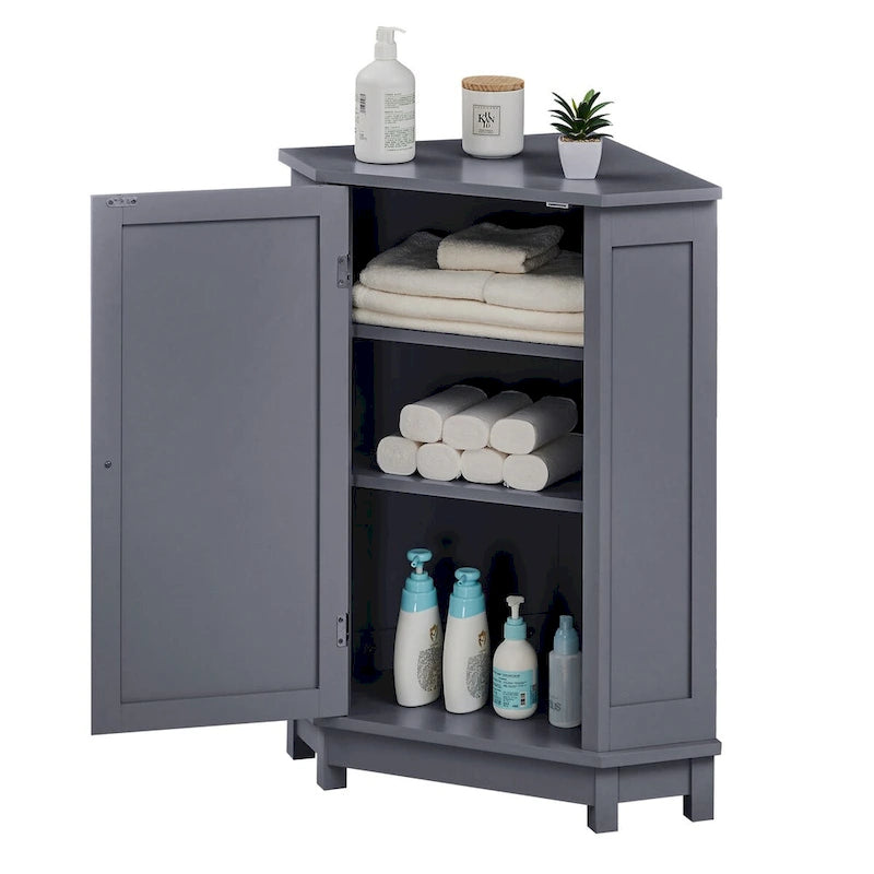 Meuble de salle de bain moderne d'angle triangulaire avec étagère réglable, panneau MDF-26