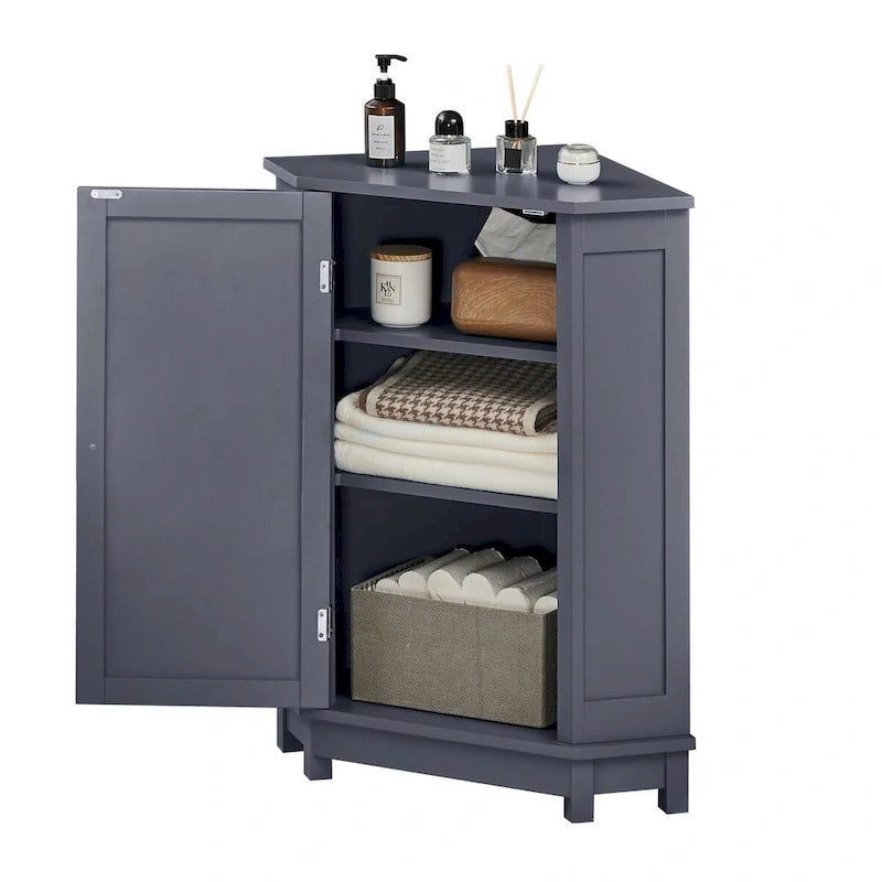 Meuble de salle de bain moderne d'angle triangulaire avec étagère réglable, panneau MDF-27