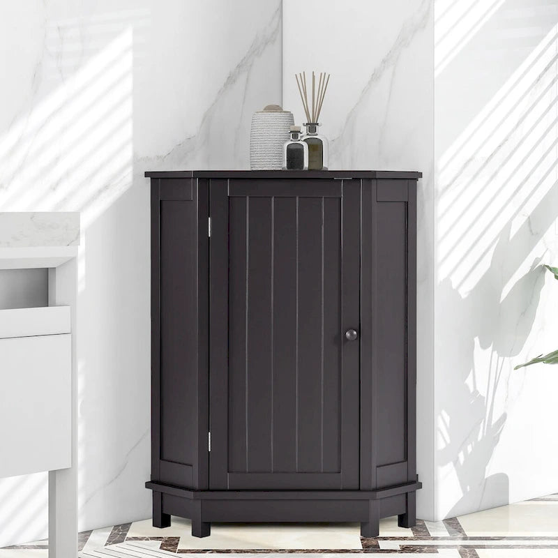 Meuble de salle de bain moderne d'angle triangulaire avec étagère réglable, panneau MDF-28