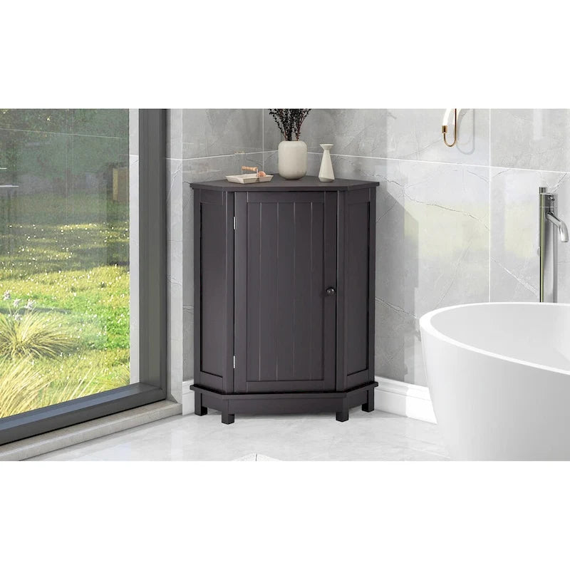 Meuble de salle de bain moderne d'angle triangulaire avec étagère réglable, panneau MDF-32