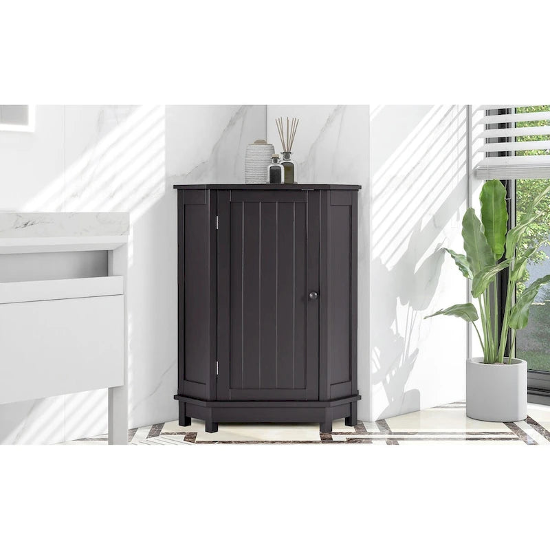 Meuble de salle de bain moderne d'angle triangulaire avec étagère réglable, panneau MDF-33