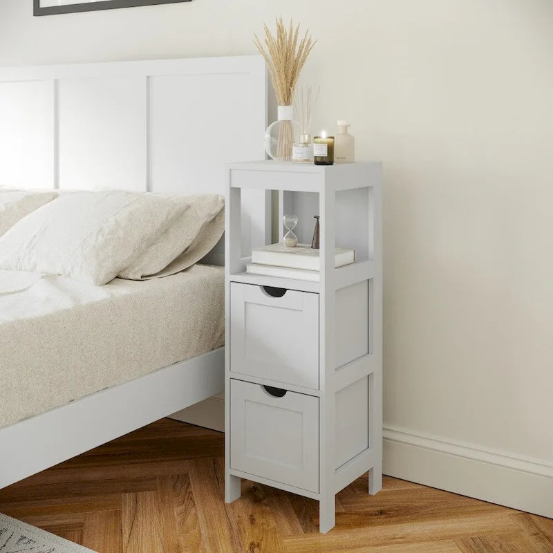 Organisateur de rangement de salle de bain de style campagnard avec tiroirs et étagère ouverte-5