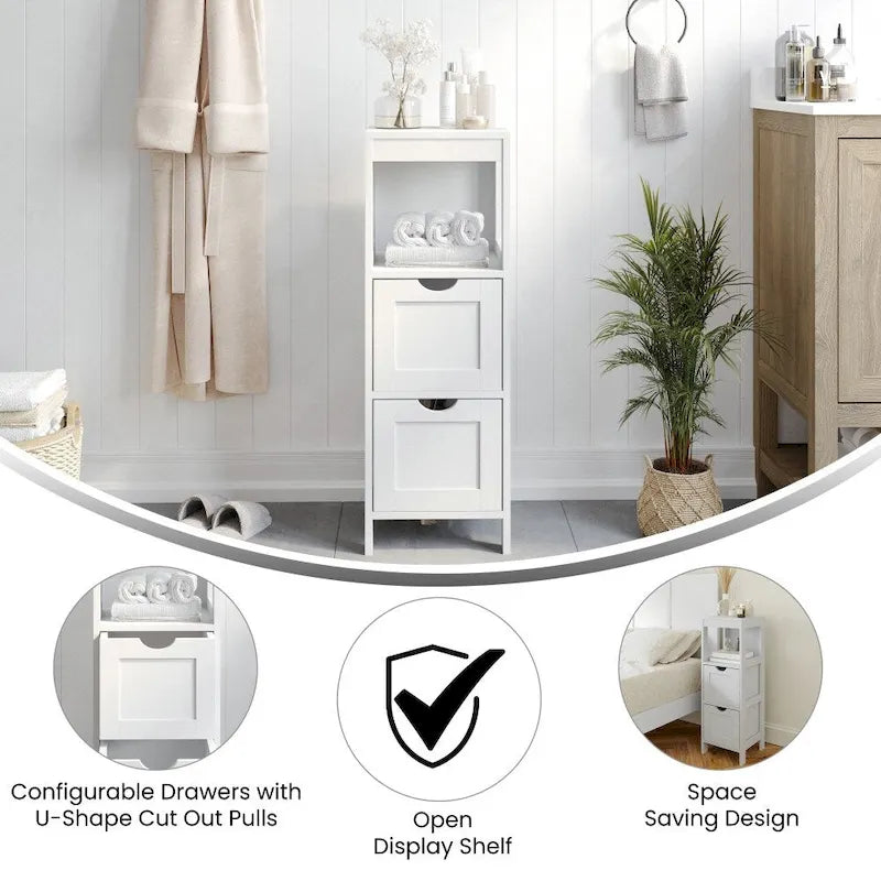 Organisateur de rangement de salle de bain de style campagnard avec tiroirs et étagère ouverte-8