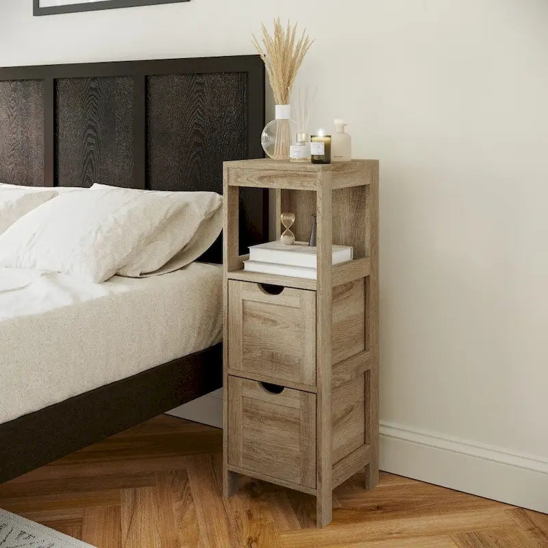 Organisateur de rangement de salle de bain de style campagnard avec tiroirs et étagère ouverte-15
