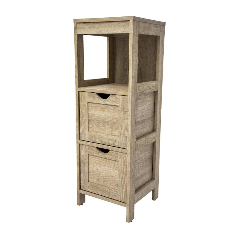 Organisateur de rangement de salle de bain de style campagnard avec tiroirs et étagère ouverte-16