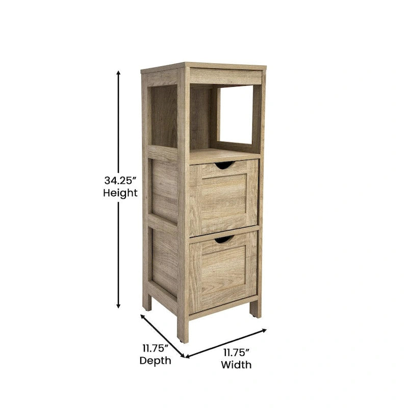Organisateur de rangement de salle de bain de style campagnard avec tiroirs et étagère ouverte-18