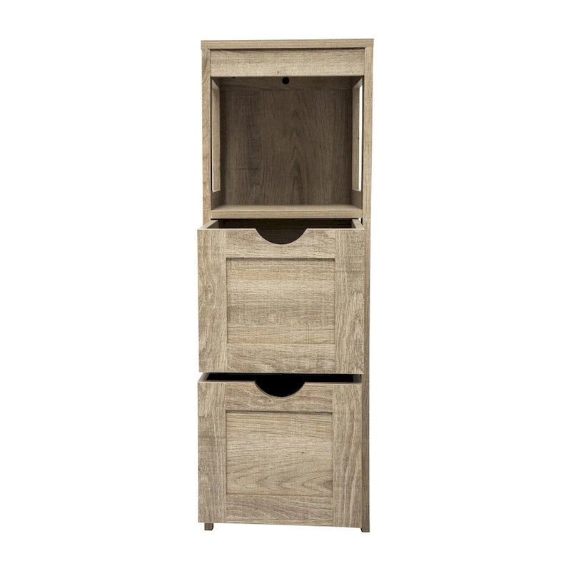Organisateur de rangement de salle de bain de style campagnard avec tiroirs et étagère ouverte-19