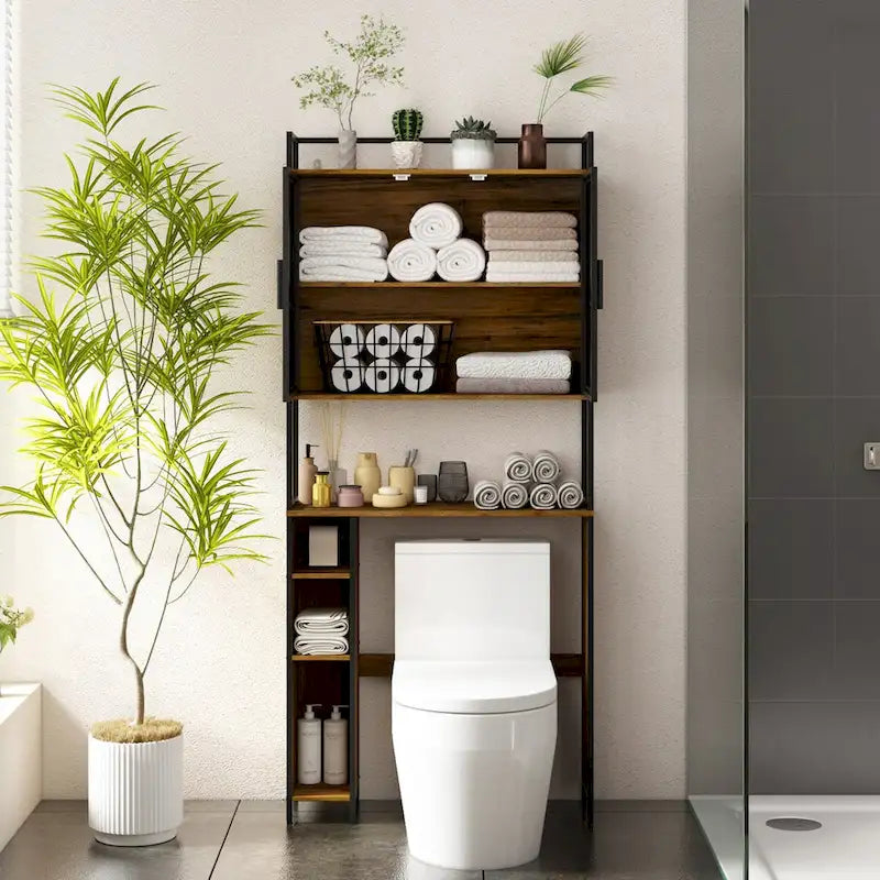 Étagère de rangement à plusieurs niveaux pour salle de bain à suspendre au-dessus des toilettes-2