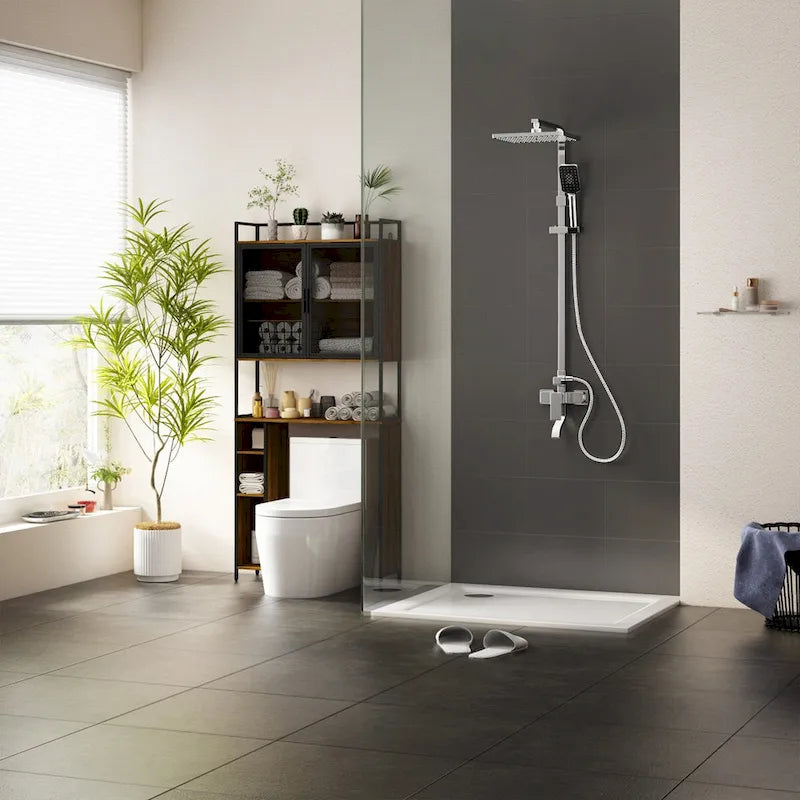 Étagère de rangement à plusieurs niveaux pour salle de bain à suspendre au-dessus des toilettes-5