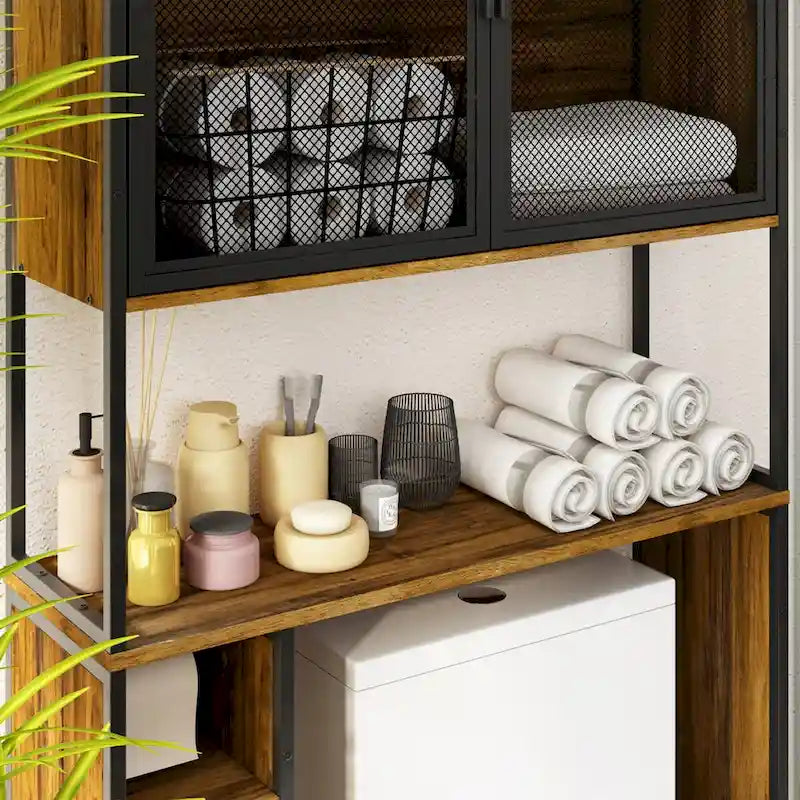 Étagère de rangement à plusieurs niveaux pour salle de bain à suspendre au-dessus des toilettes-13