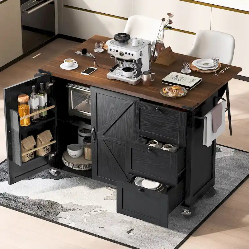 Îlot de cuisine de style campagnard avec prise électrique, pour la maison, la cuisine et la salle à manger-21