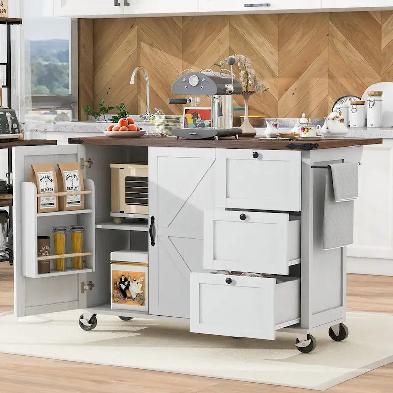 Îlot de cuisine de style campagnard avec prise électrique, pour la maison, la cuisine et la salle à manger-3