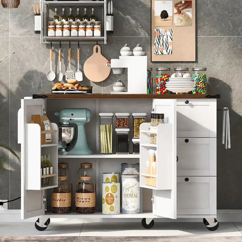 Îlot de cuisine de style campagnard avec prise électrique, pour la maison, la cuisine et la salle à manger-5