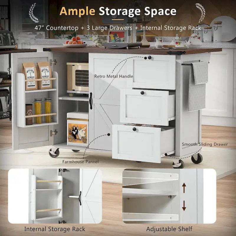 Îlot de cuisine de style campagnard avec prise électrique, pour la maison, la cuisine et la salle à manger-6