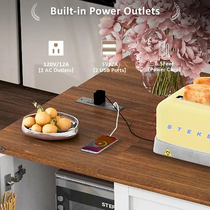 Îlot de cuisine de style campagnard avec prise électrique, pour la maison, la cuisine et la salle à manger-8