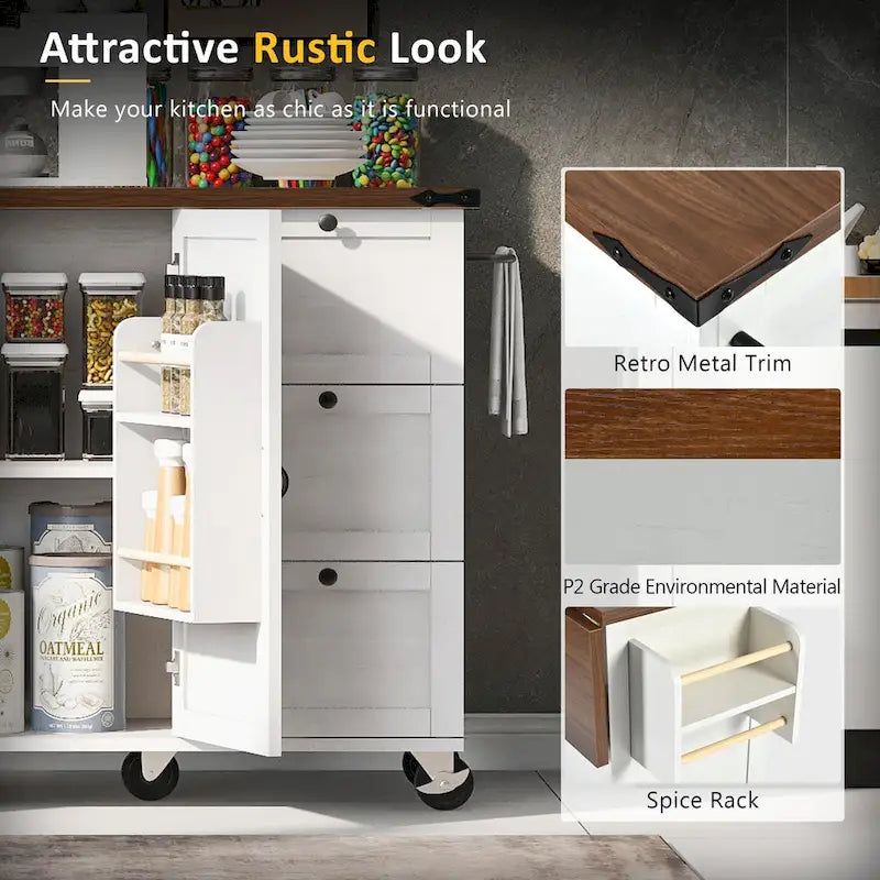 Îlot de cuisine de style campagnard avec prise électrique, pour la maison, la cuisine et la salle à manger-9