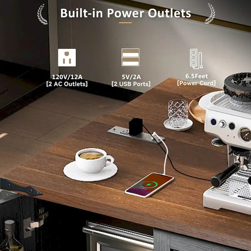 Îlot de cuisine de style campagnard avec prise électrique, pour la maison, la cuisine et la salle à manger-15