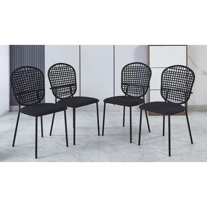 Chaise Sennit, lot de 4, chaise de salle à manger, chaise de café, convient pour la salle à manger et le salon.-2