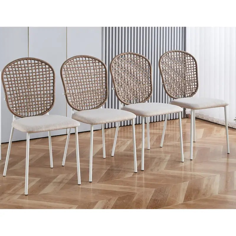Chaise Sennit, lot de 4, chaise de salle à manger, chaise de café, convient pour la salle à manger et le salon.-10