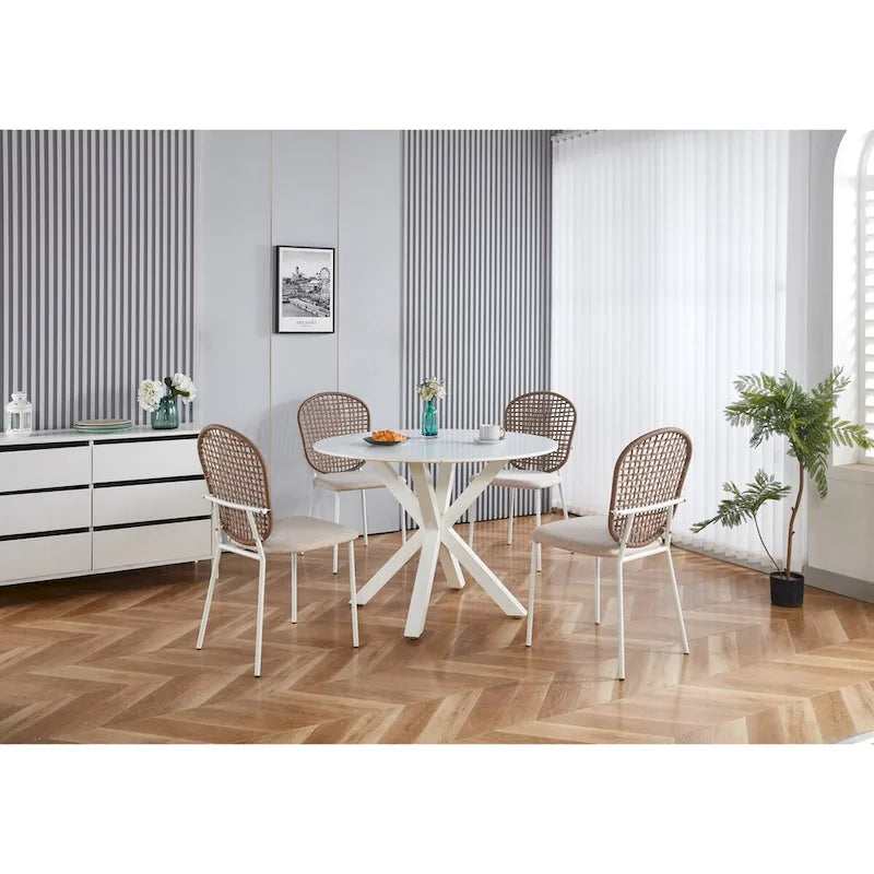 Chaise Sennit, lot de 4, chaise de salle à manger, chaise de café, convient pour la salle à manger et le salon.-13