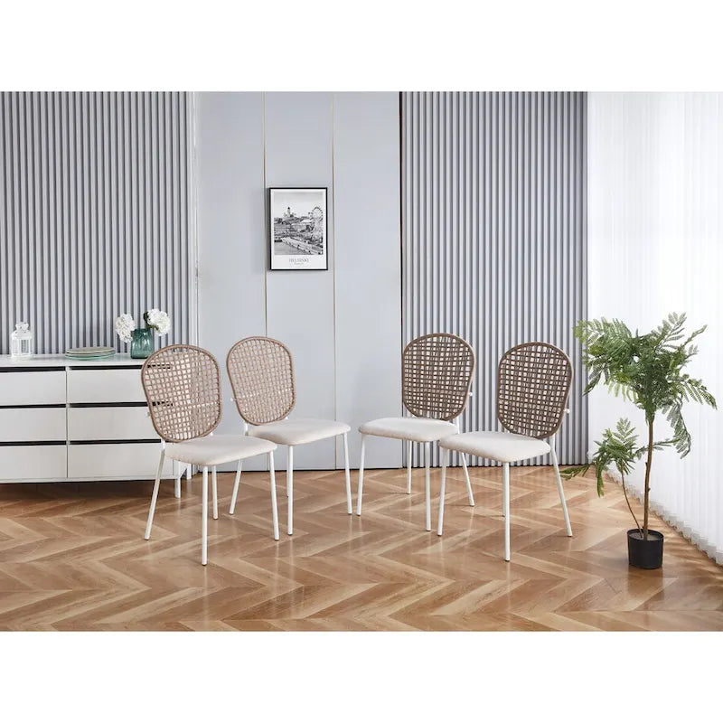 Chaise Sennit, lot de 4, chaise de salle à manger, chaise de café, convient pour la salle à manger et le salon.-14