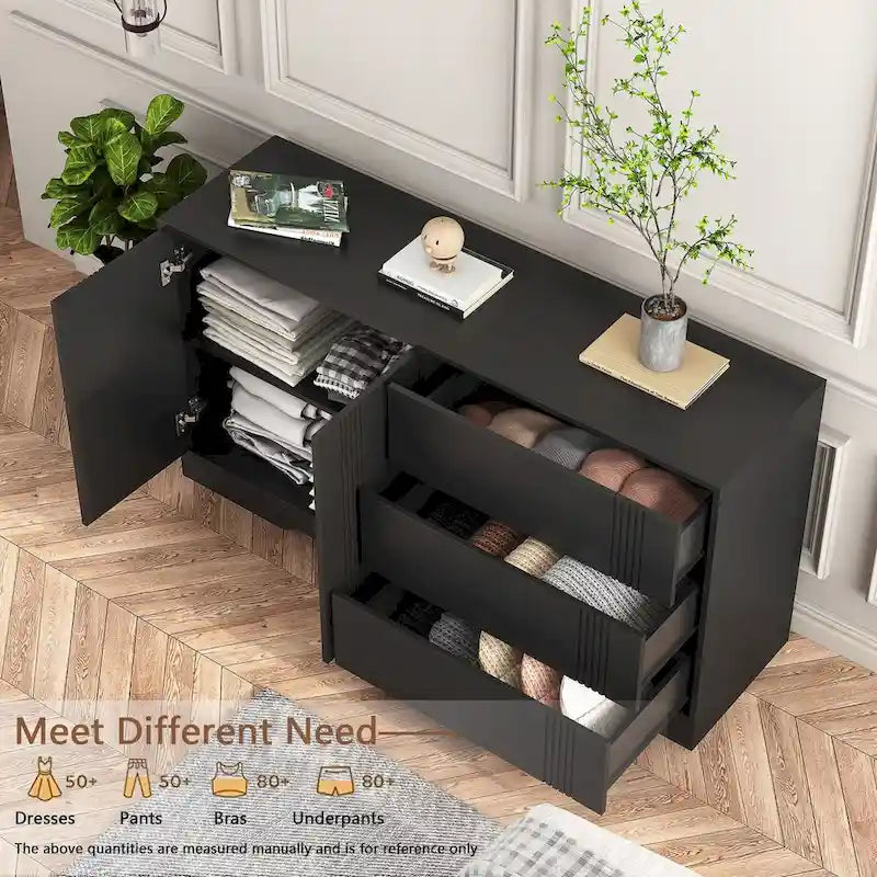 Buffet de cuisine moderne avec tiroirs et portes, grand coin café avec étagères réglables-6