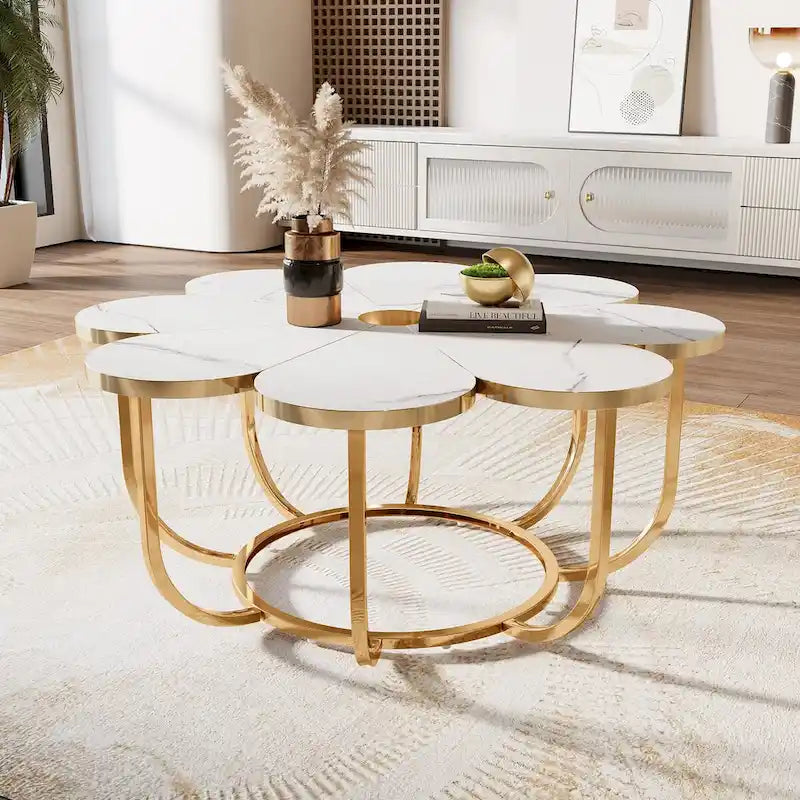 Table basse moderne en forme de fleur de 100 cm (39,4 pouces) pour salon