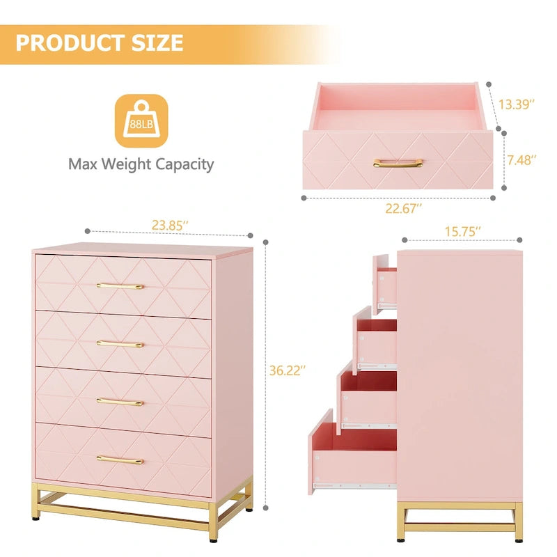 Commode pour chambre à coucher avec 4 tiroirs-2