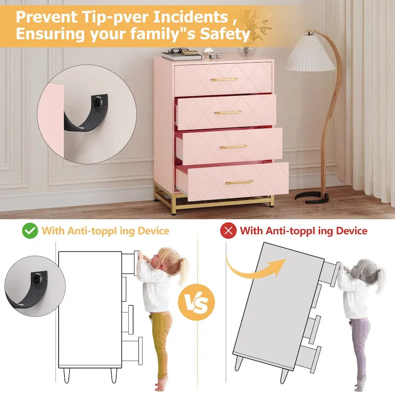 Commode pour chambre à coucher avec 4 tiroirs-4