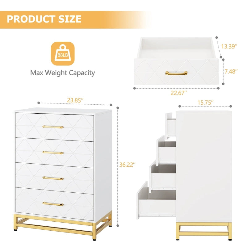 Commode pour chambre à coucher avec 4 tiroirs-6