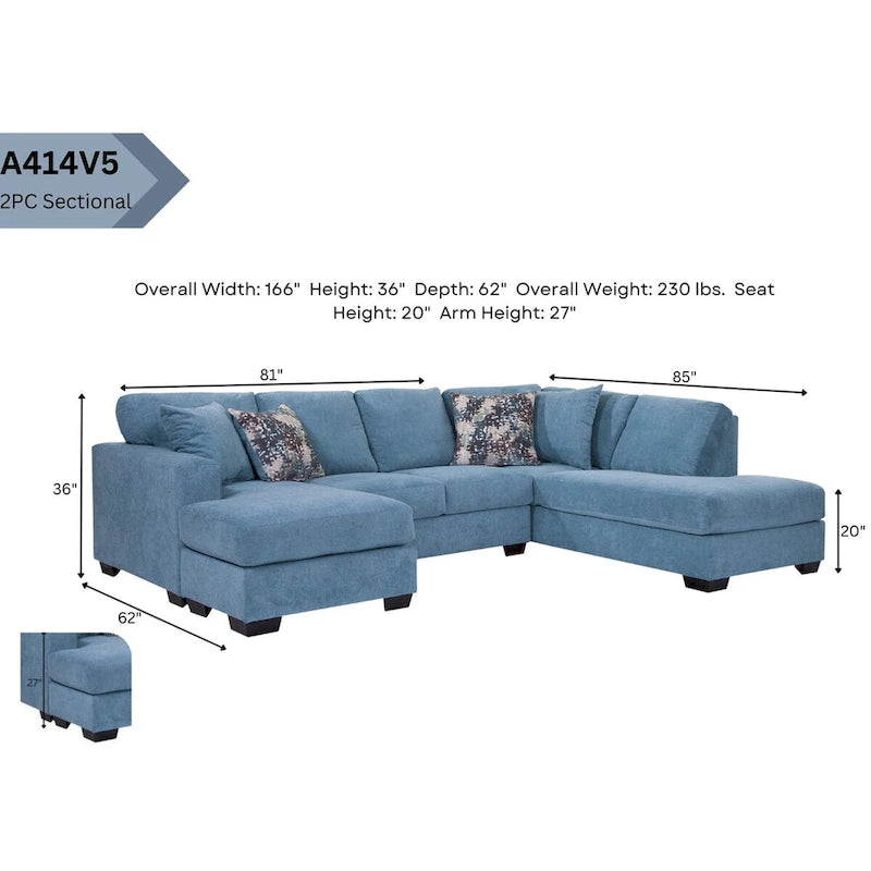 Canapé d'angle en forme de U American Furniture Classics Bluebell modèle A414V5-K2 avec 4 coussins décoratifs-3