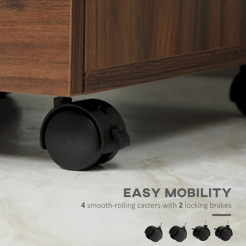 Meuble de rangement de bureau à 3 tiroirs, à glisser sous un bureau, avec roulettes, aspect bois brun-5